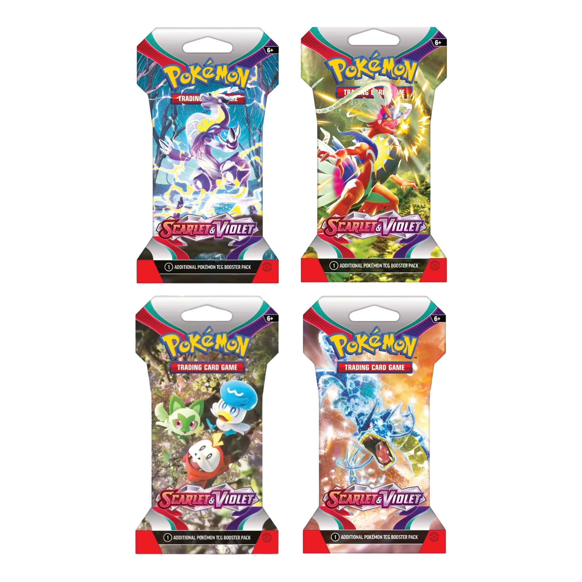 Sleeved Scarlet and Violet Base - Art Set of 4 Elite4TCG Sleeved Scarlet and Violet Base - Art Set of 4 Elite4TCG