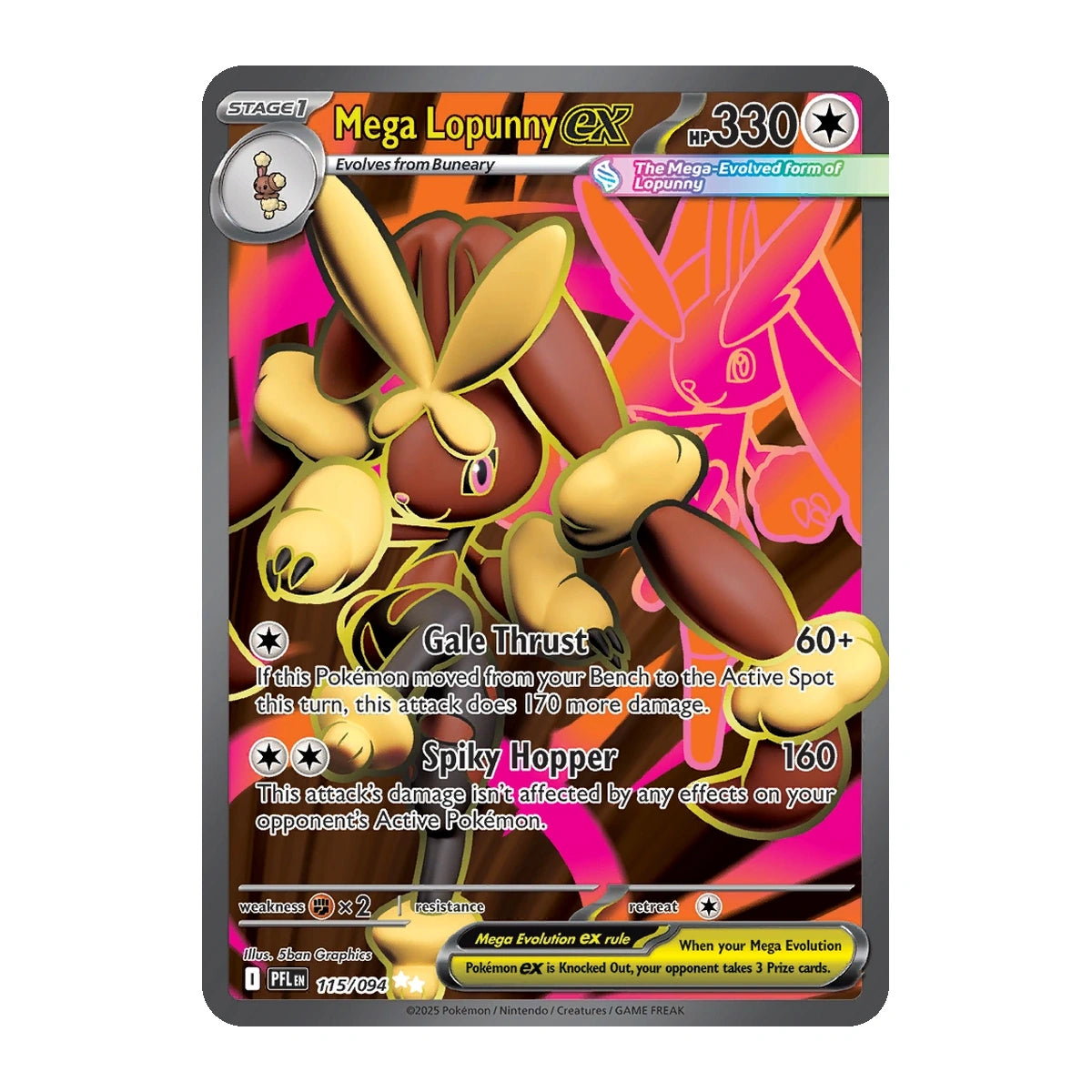 Mega Lopunny ex - 115/094 115 - ME02 Phantasmal Flames Holofoil Near Mint Mega Lopunny ex - 115/094 115 - ME02 Phantasmal Flames Holofoil Near Mint