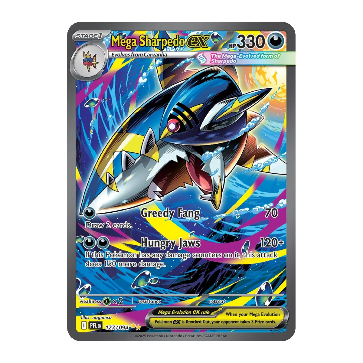 sharpedo ex pokemon card Mega Sharpedo Ex 61/94 Phantasmal Flames