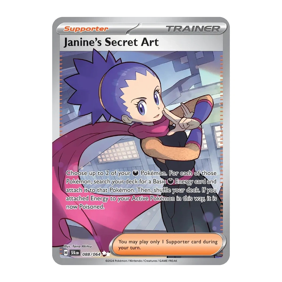janine's secret art pokemon card TCG - SV8a - 228/187 (SAR) Card Type SFA-EN 088/064 Janine's Secret Art